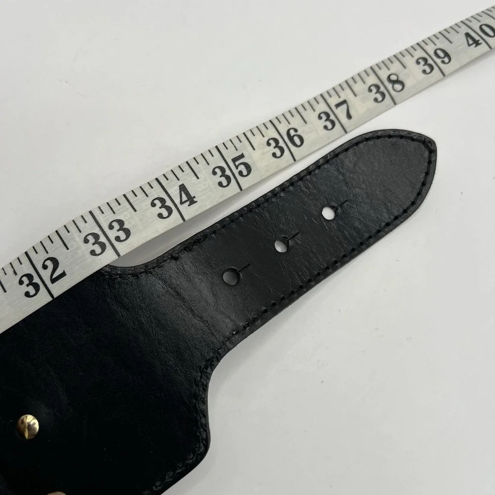 Linea Pelle Handmade Woven Wide Leather Belt Med Black Boho Western Festival NWD